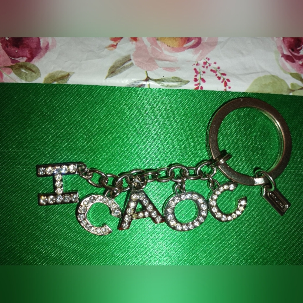 Coach Rare Crystal Pave Silver Rhinestone Keychain - Picture 11 of 16